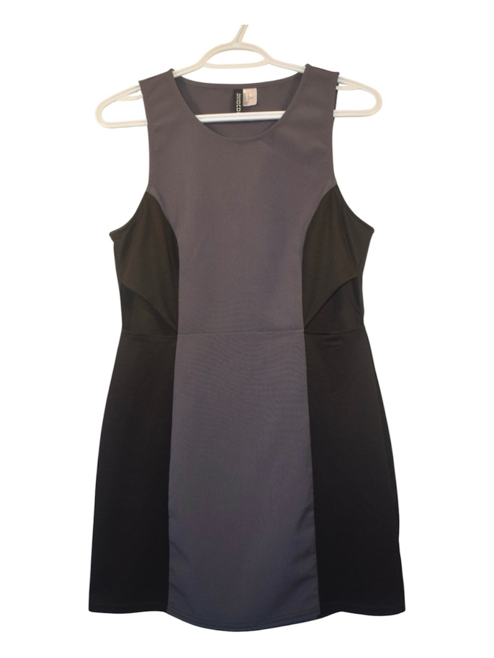 H&M Two-Tone Gray and Black Cut Out Sleeveless Sheath Dress
